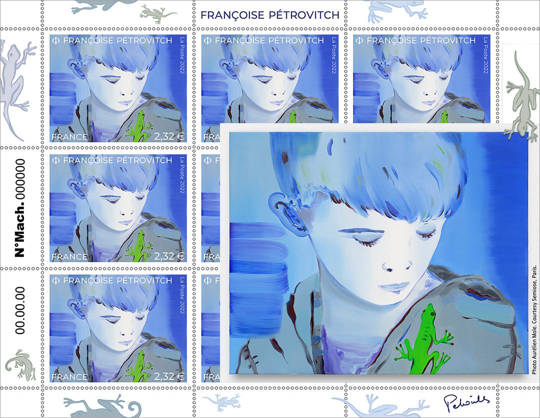 La planche de timbres et l'œuvre La planche de timbres et l'œuvre